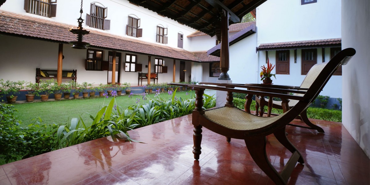 A treatment veranda at Vaidyagrama — the Ayurveda healing village built for authentic practice, Coimbatore